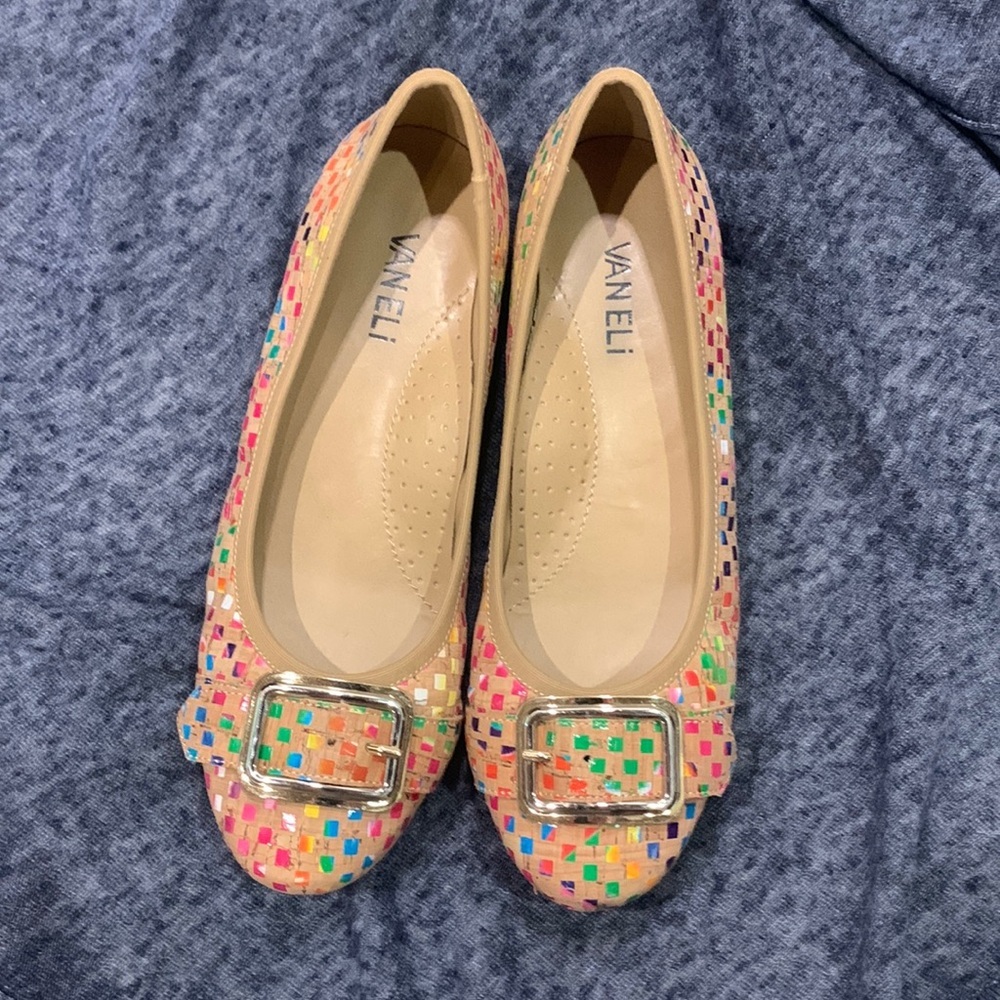 Vaneli Multicolor Flats with Silver Buckle